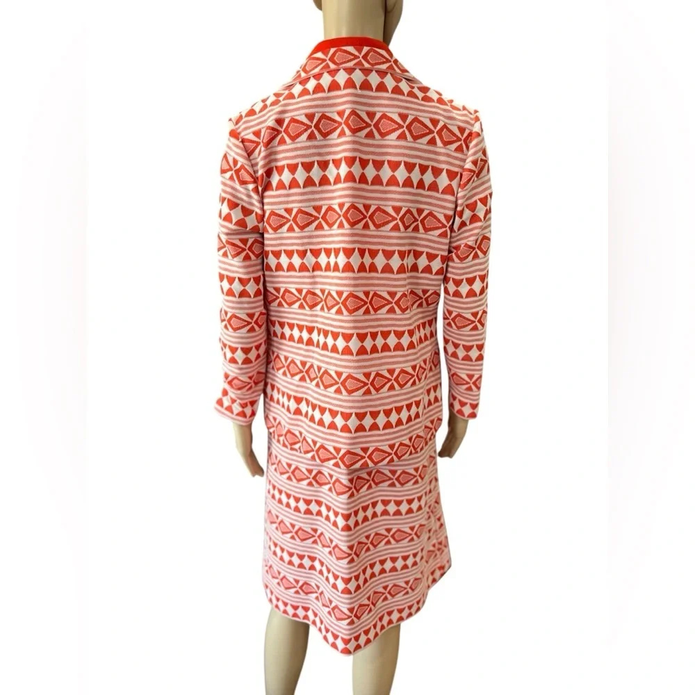 Mod two piece orange and white R&K knits dress jacket set-L 70’s vintage